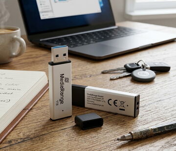 MediaRange USB-3.2-Gen-1-Stick im Metallgehäuse mit Schlüsselring